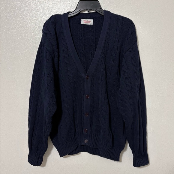United Colors Of Benetton Other - United Colors Of Benetton Mens Size 52 Navy Blue Cable Knit Cardigan Preppy